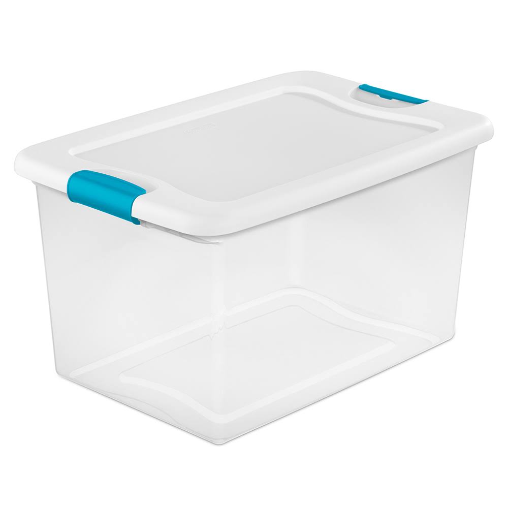 Sterilite Plastic Latching Lid Storage Container, Clear, 64 Quart