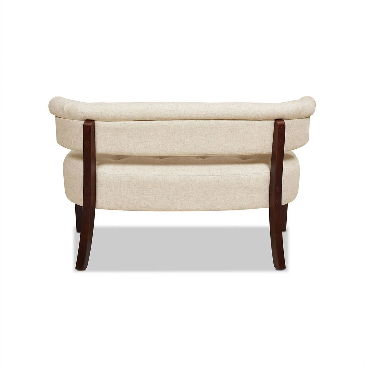 Jennifer Taylor Home Jared Roll Arm Tufted Polyester Fabric Bench, Sky Neutral Beige