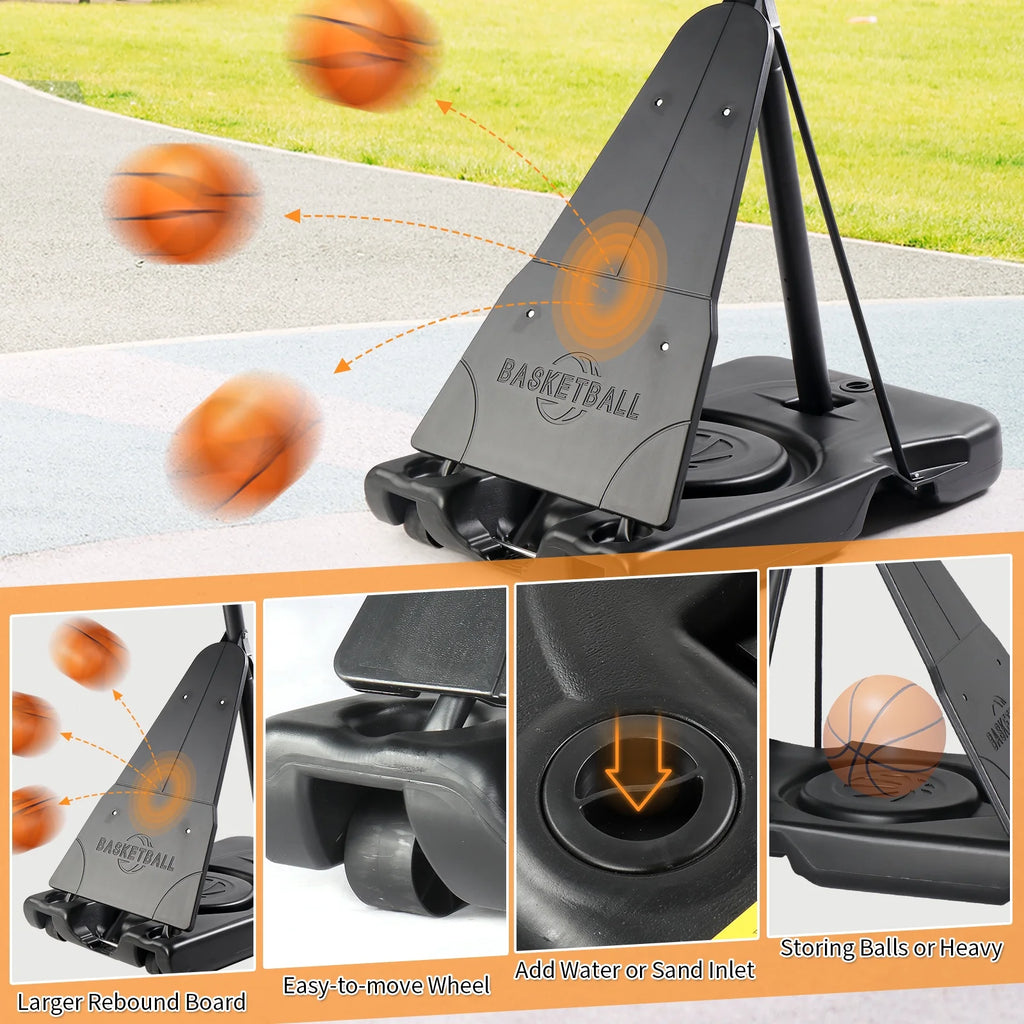Ktaxon 5.3 - 10ft Adjustable Portable Basketball Hoop with Rebound Plate, 44 - Inch Weatherproof Backboard Indoor Outdoor
