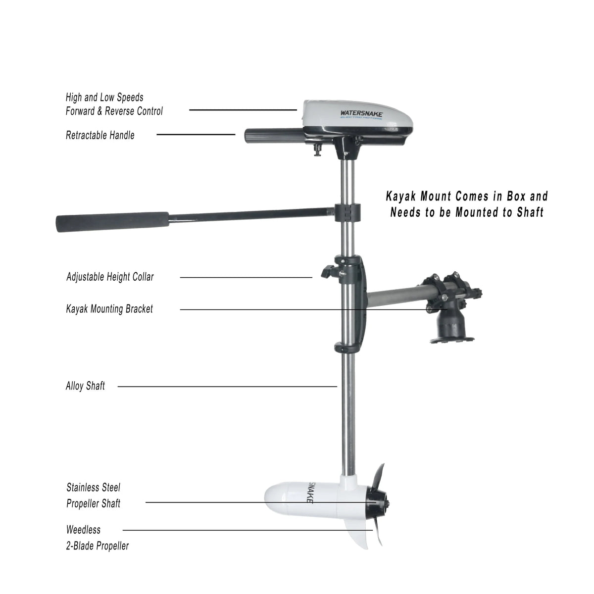 Watersnake ASP T18 Trolling Motor with Kayak Bracket - 18 - Pound Thrust