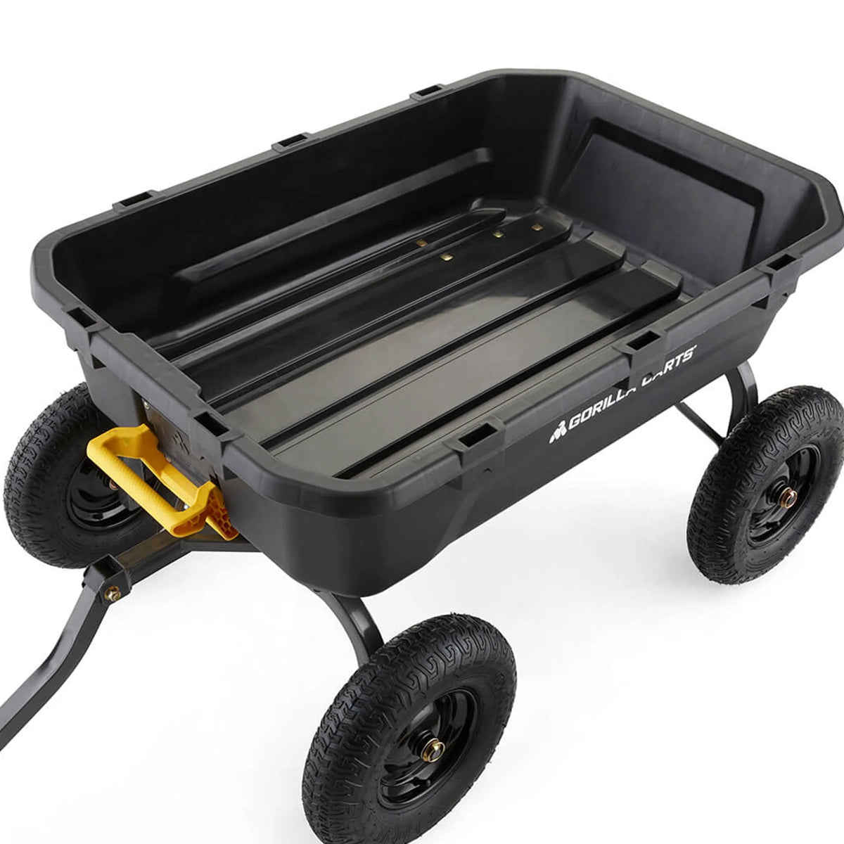Gorilla Carts 12 cu ft Poly Yard Dump Cart with Quick - Release, 1600 lb Capacity, Black