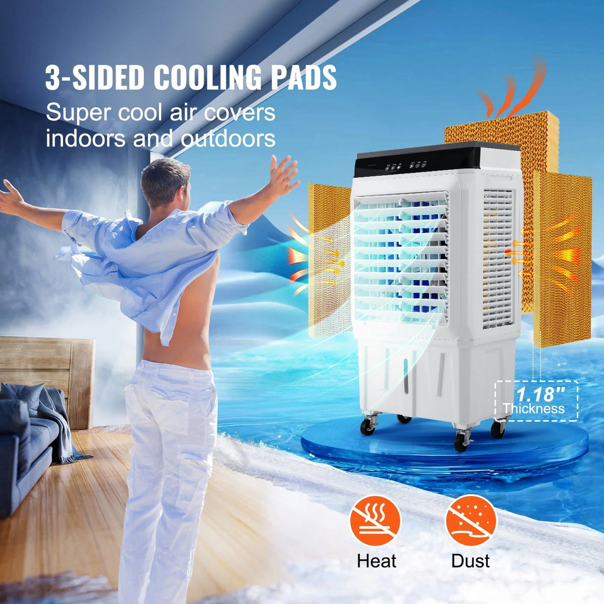 BENTISM Evaporative Cooler Swamp Cooler 3 - in - 1 2100 CFM 7 Gal 12h Timer Air Humidifier