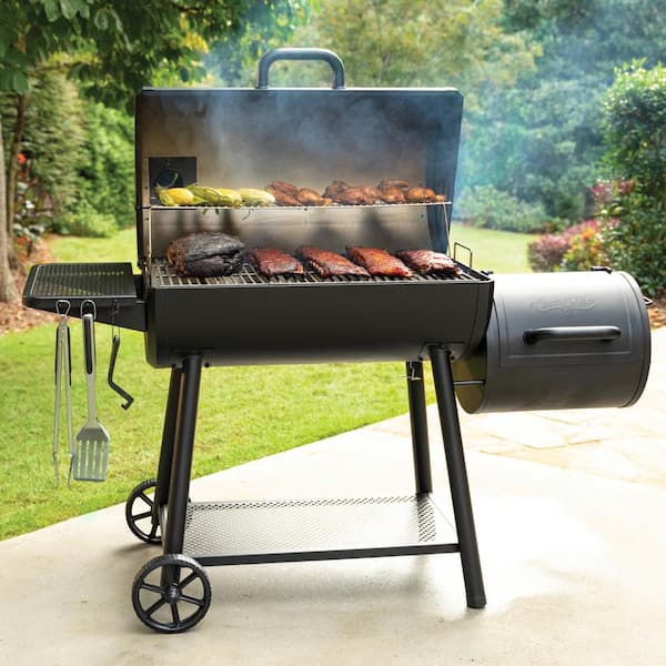 Smokin' Champ Charcoal Grill Offset Smoker in Black