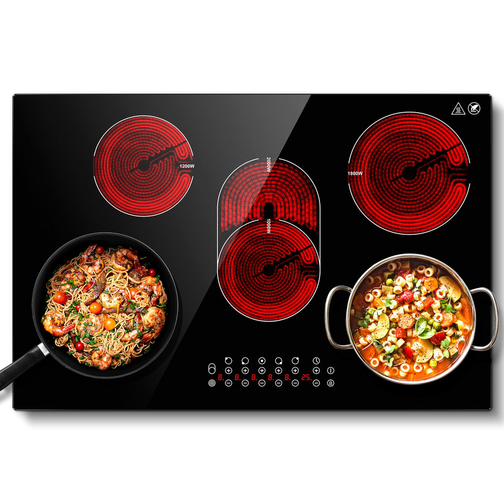 Sunmaki 30 in Electric Stove Cooktop 8500W Built - in Electric Stove Cooktop with 5 Burners, Sensor Touch Control Safety Lock, 220 - 240v, Hard Wire, No Plug