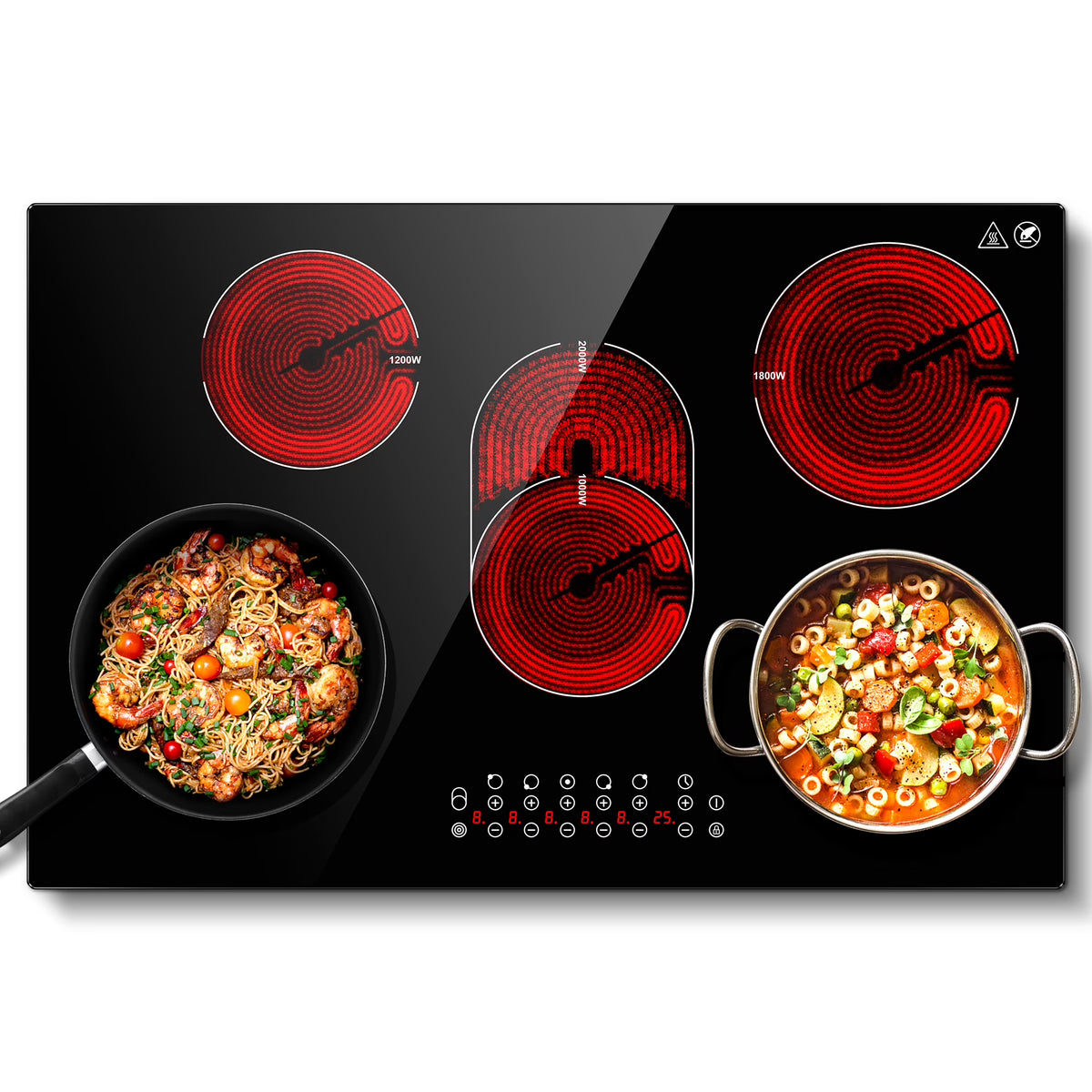 Sunmaki 30 in Electric Stove Cooktop 8500W Built - in Electric Stove Cooktop with 5 Burners, Sensor Touch Control Safety Lock, 220 - 240v, Hard Wire, No Plug