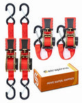 Strapinno 4pcs Retractable Ratchet Straps Bundle (1-in x 6-ft), Secure Tie-Downs with Rubber-Coated Steel Handles, S-Hooks & Durable Hardware for