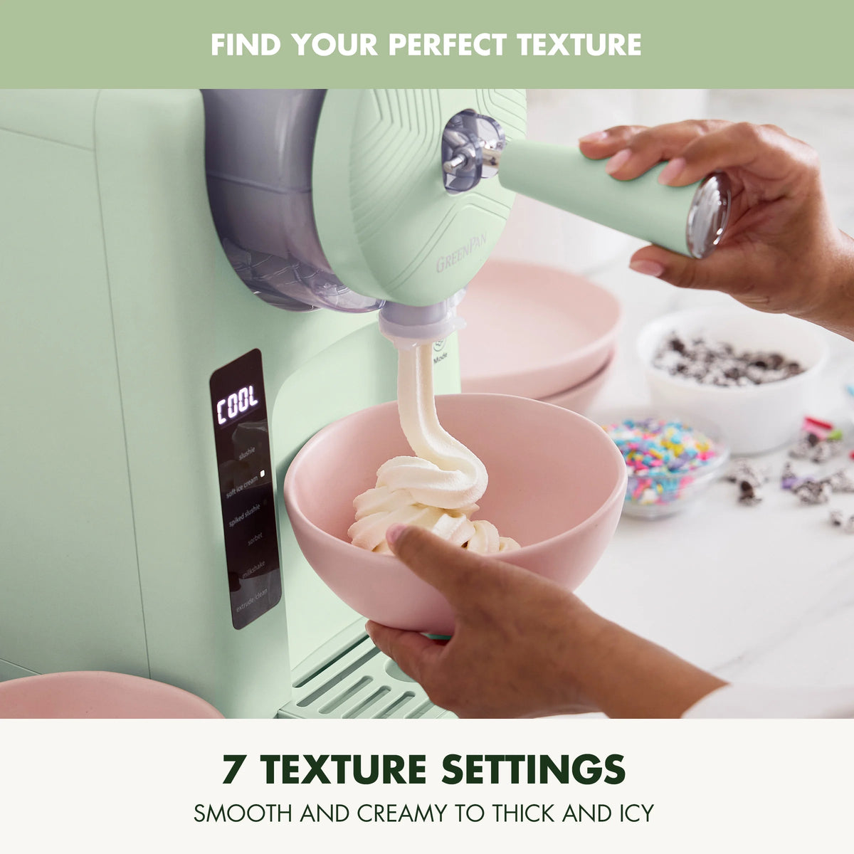 Greenpan Frost 6 Mode, Ice Cream, Frozen Drink, Slushie & Milk Shake Maker, No Freezer Needed, Easy Clean Parts, Gray