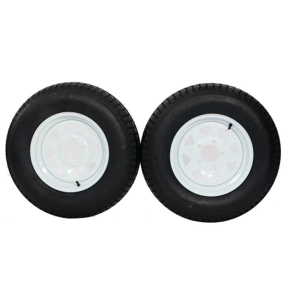 Ktaxon 2PCS Trailer Tires on Rims ST175 - 80D - 13 ST175/80D - 13 6PR H188 5 Lug/4.5" Hole Bolt White Spoke Wheel Tubeless