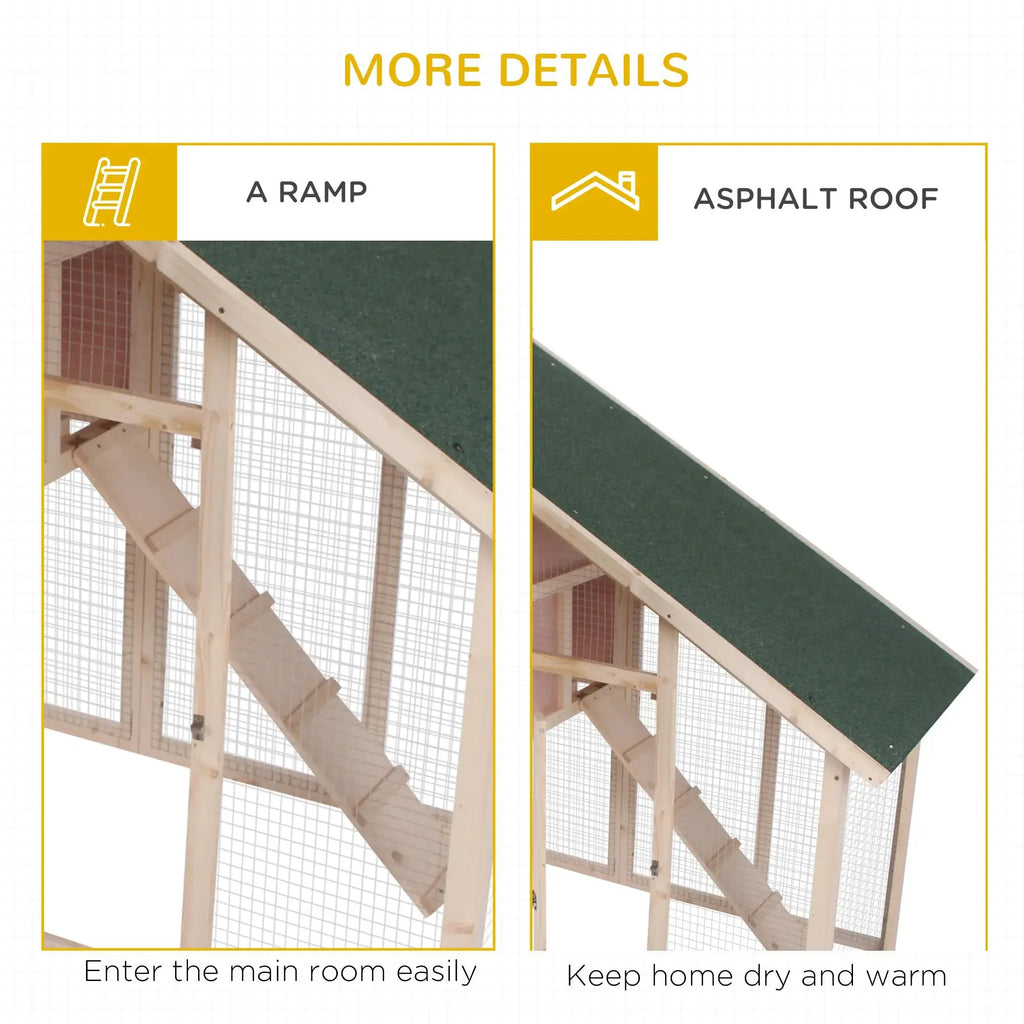 Pefilos 55" 2 Story Rabbit Hutch with Ramp, Tray, Wood Bunny Cage Poultry Chicken Coops, Beige