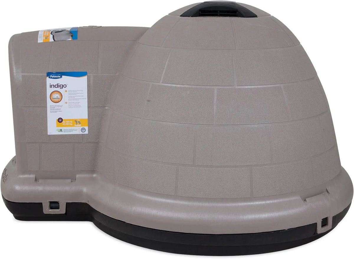 Petmate Indigo Dog House (Igloo Dog House. Made in USA with 90% Recycled Materials. All-Weather Protection Pet Shelter) for XL Dogs -90 to 125 pounds. Made in USA