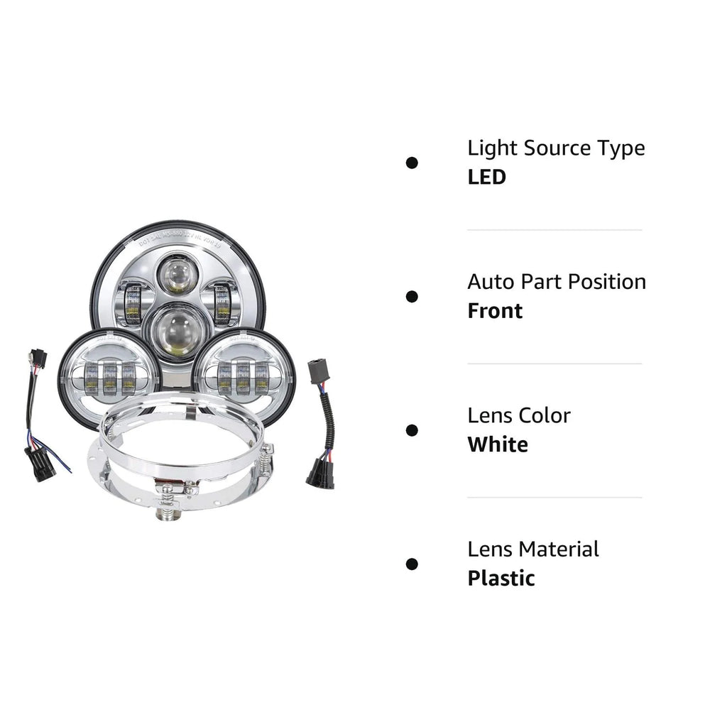 TRUCKMALL 7 inch LED Headlight Fog Passing Lights DOT Kit