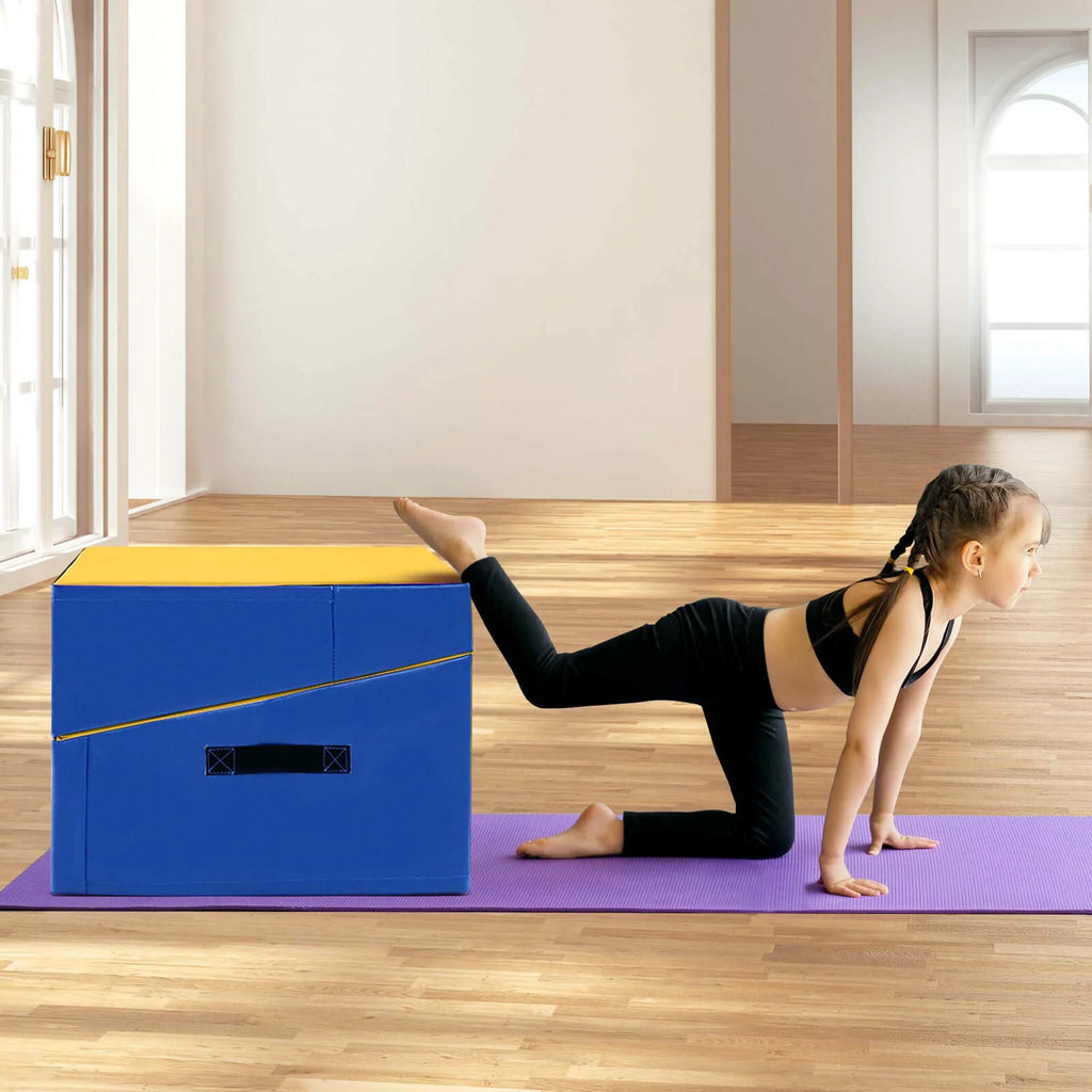 Costway Gymnastics Tumbling Mat Folding Incline Yoga Mat with Non - Slip PVC Leather Pink