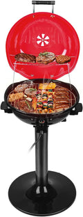 Electric BBQ Grill Techwood 15-Serving Indoor/Outdoor Electric Grill for Indoor & Outdoor Use, Double Layer Design, Portable Removable Stand Grill
