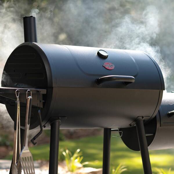 Smokin' Champ Charcoal Grill Offset Smoker in Black