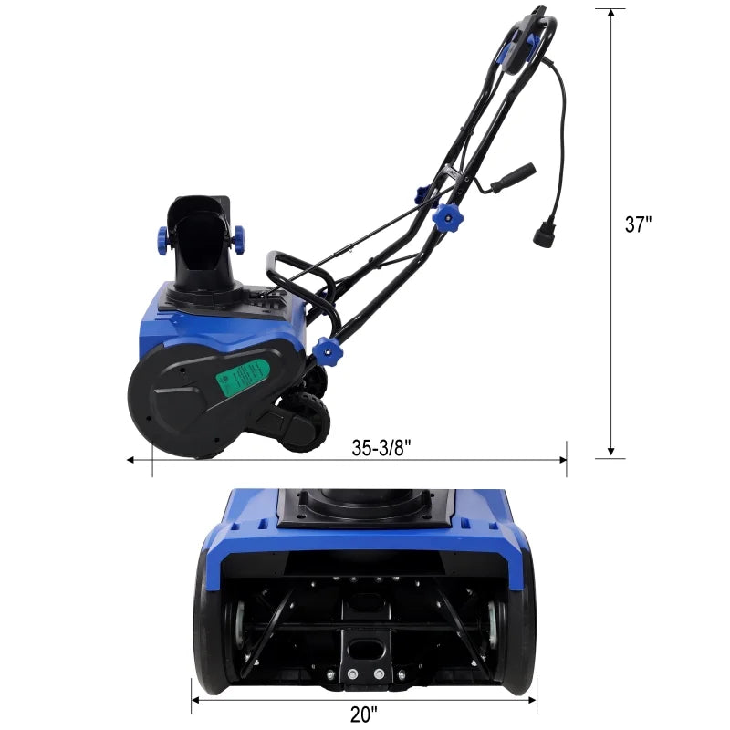 20 in Corded Electric Snow Thrower with LED, 120V/60HZ, 15 Amp Motor, 30FT Throwing Distance