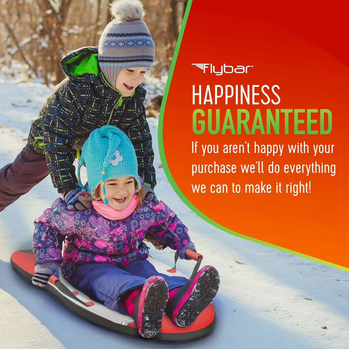 Flybar Kids 36' Rocket Foam Toboggan Snow Sled for Kids with Slick Bottom for Kids, Ages 6+