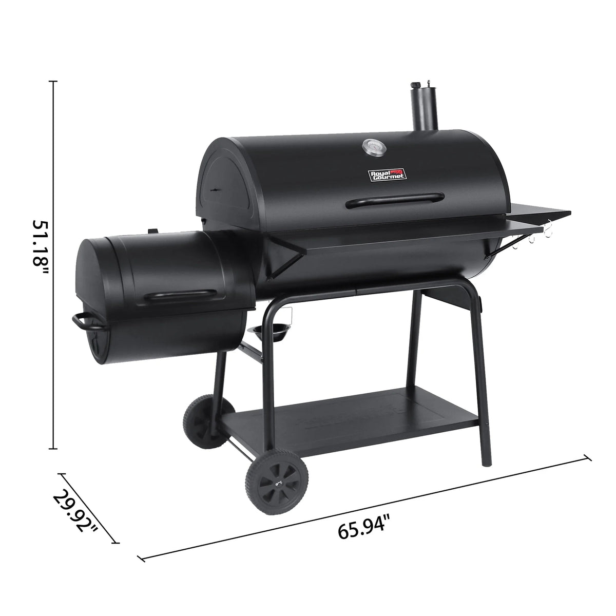 Gourmet CC2036F 36" Charcoal Barrel Grill with Offset Smoker