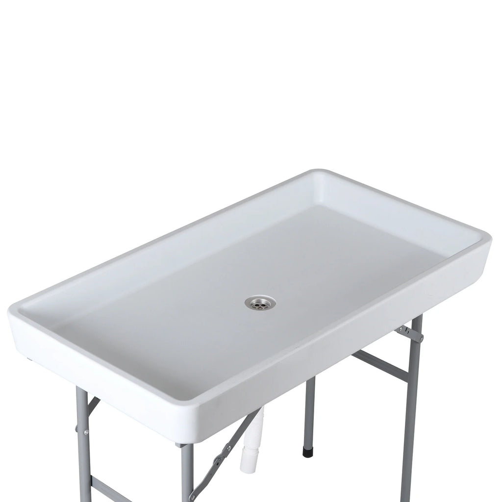 Homgarden Party Ice Cooler Table Folding Chill Table W/Skirt & Drain Hose & Bucket for Picnic Indoor Outdoor