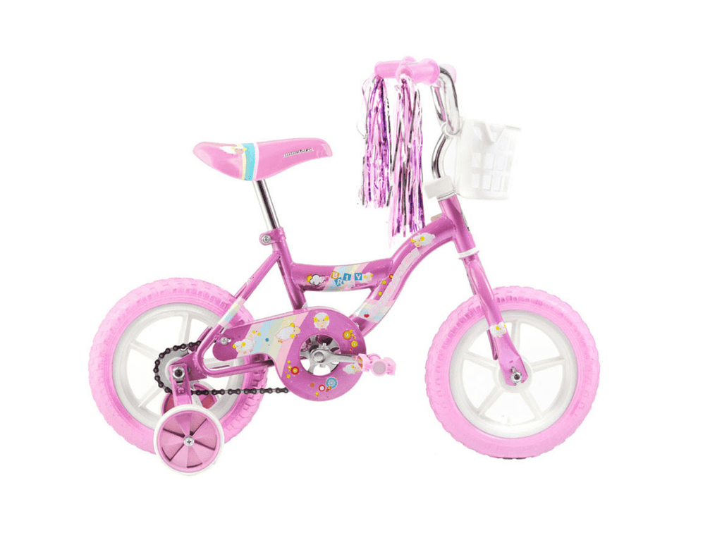 12 Kid's Beginner Bicycle for 2-4 Years Old Boys' and Girls' Bike Foam Tire for Indoor Use No Brake - Pink
