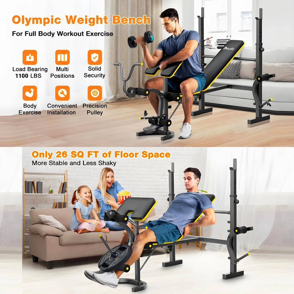 Weight Bench, Blacksmith 1100 lb 6 - in - 1 Workout Bench Press with Squat Rack Leg Developer Preacher Curl Butterfly Arms, Gym Exercise Equipment for Full Body Home Gym
