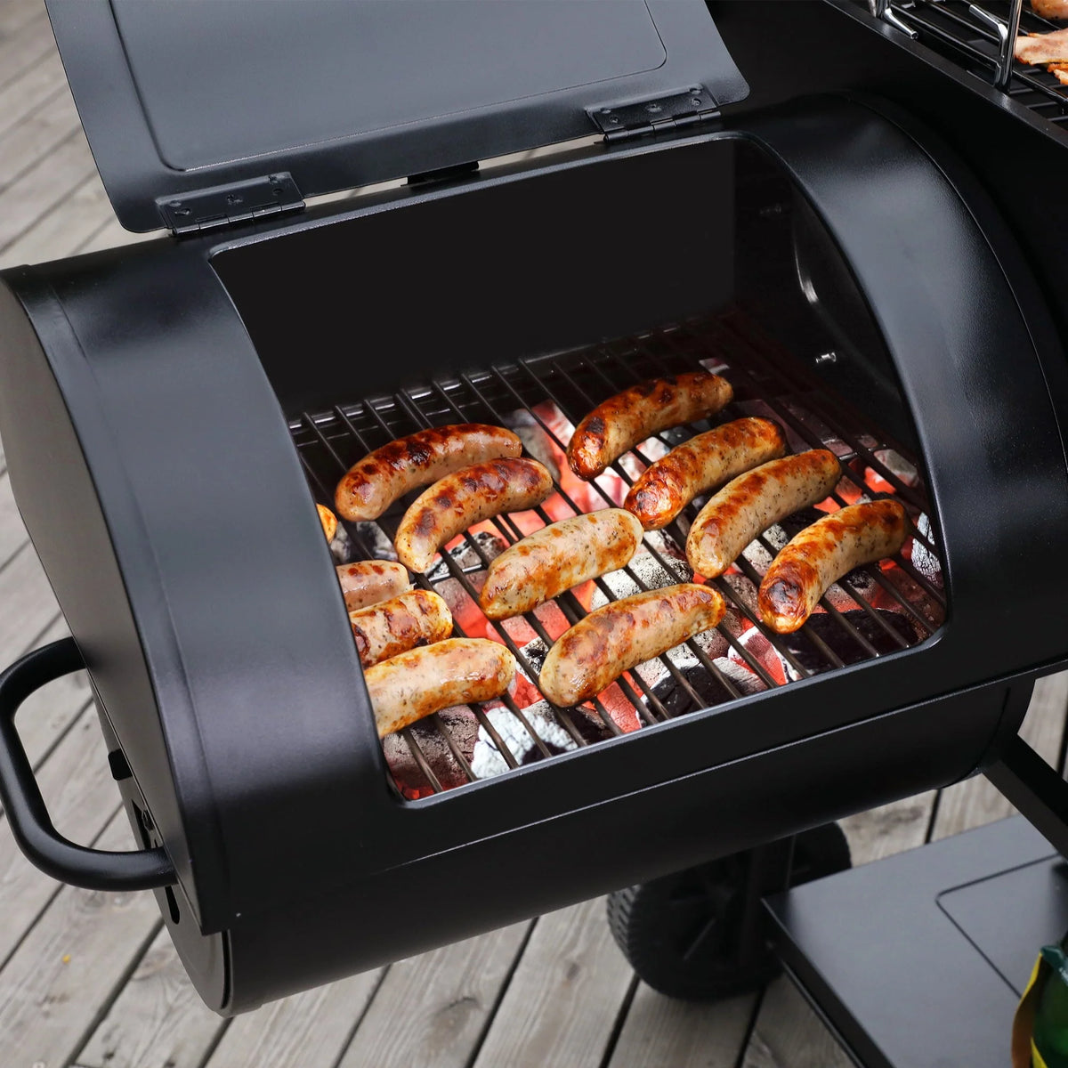 Gourmet CC2036F 36" Charcoal Barrel Grill with Offset Smoker
