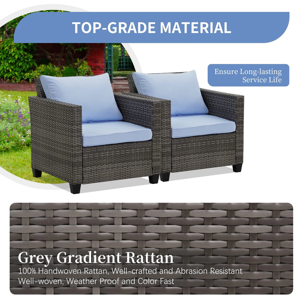 Ainfox 7 Pcs Outdoor Patio Furniture Sofa Set on Sale, Grey Rattan Grey Cushion