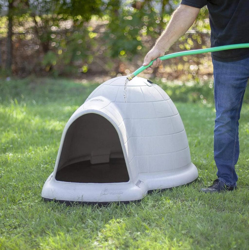 Petmate Indigo Dog House (Igloo Dog House. Made in USA with 90% Recycled Materials. All-Weather Protection Pet Shelter) for XL Dogs -90 to 125 pounds. Made in USA