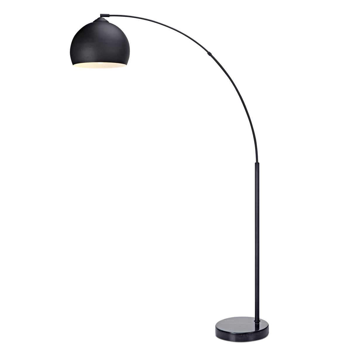 Versanora Arquer Black Marble Arc Floor Lamp - Black Shade