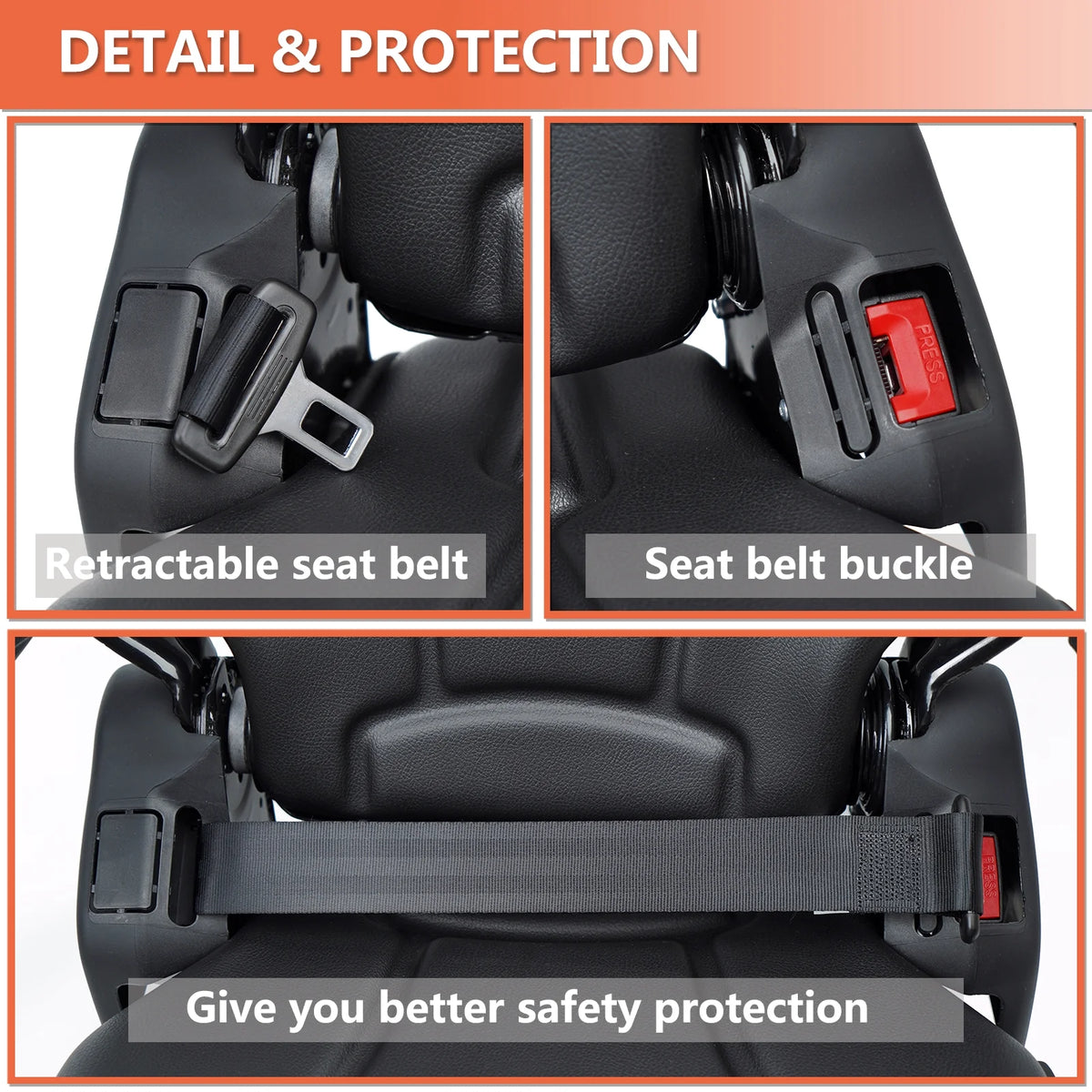 TICSEA Highback Low Suspension Tractor Seat, Adjustable Backrest Headrest and Slide Rails Forklift Seat, Adjustable Armrests Shock Absorber Heavy Duty for Excavator Harvester