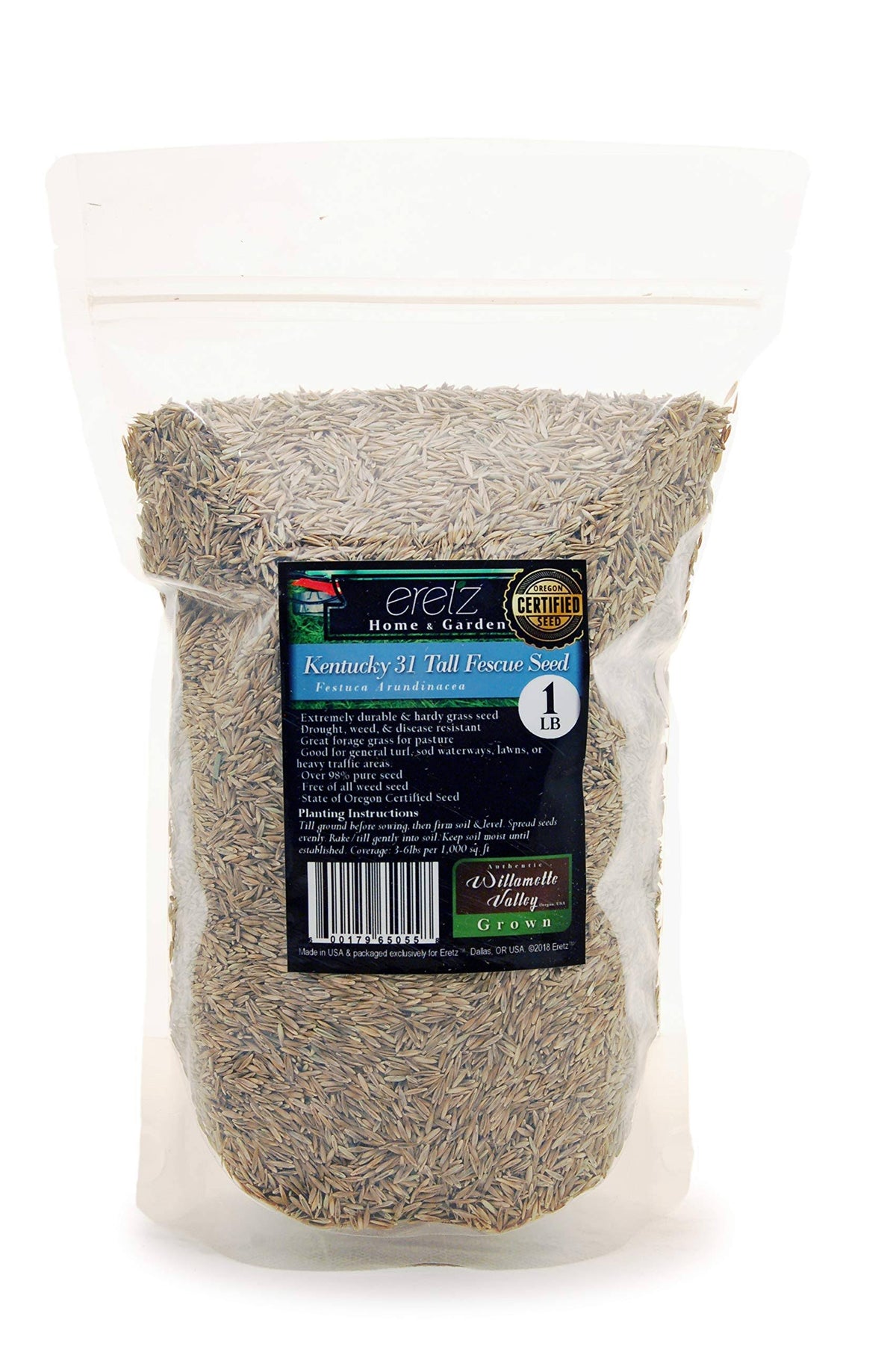 Kentucky 31 K31 Tall Fescue Grass Seed by Eretz - Choose Size! State Certified, No Fillers, No Weed or Other Crop Seeds (1lb)