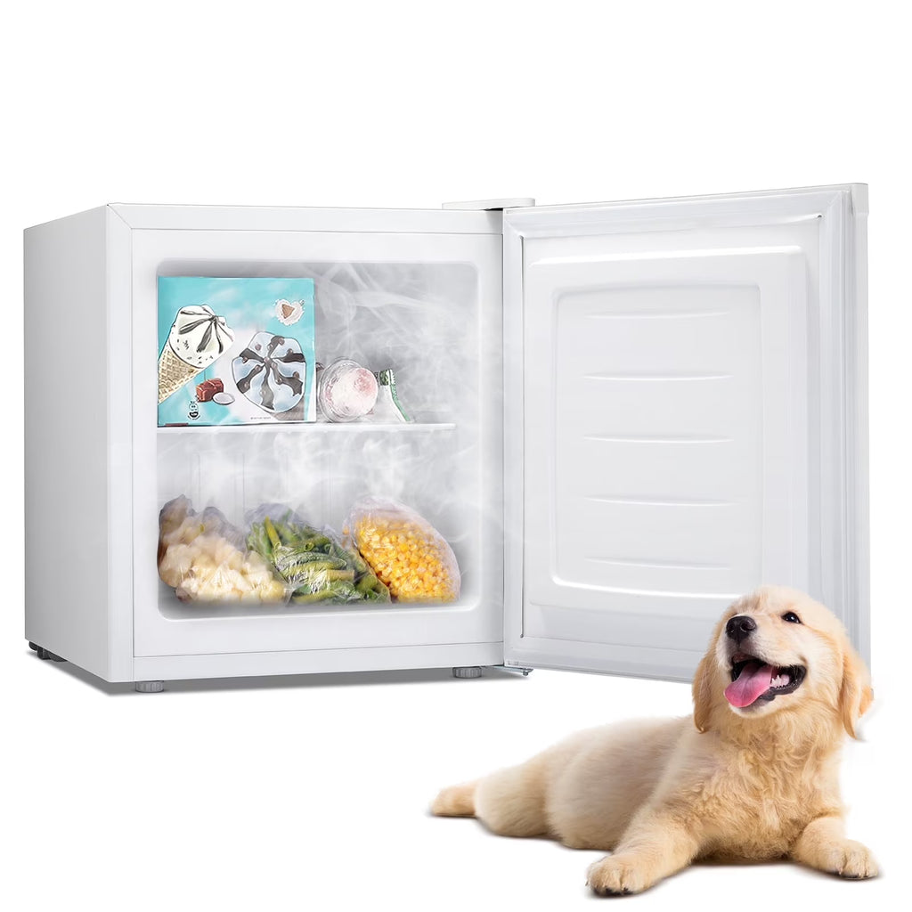 KNDKO Upright Freezer, 1.2cu.ft Mini Freezer with Adjustable Thermostat & Removable Shelves, Stand up Freezer for Home/Office/Dorm, White