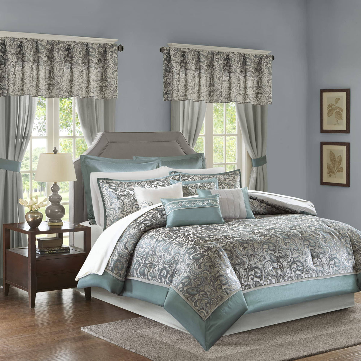 Madison Park Brystol 24 Piece Room in A Bag Teal / Queen