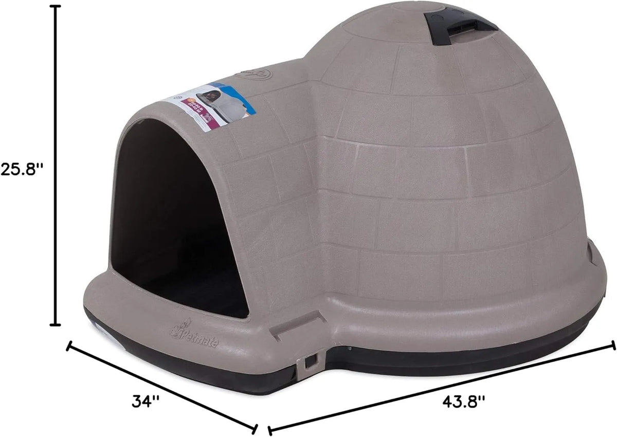Petmate Indigo Dog House (Igloo Dog House. Made in USA with 90% Recycled Materials. All-Weather Protection Pet Shelter) for XL Dogs -90 to 125 pounds. Made in USA