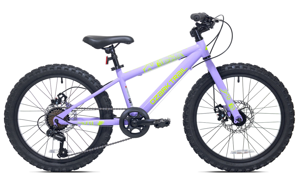 20" Ozark Trail Vibe Mountain Bicycle, 7 Speed, Fits Rider 3'11" - 4'4", Purple, Teen, Unisex