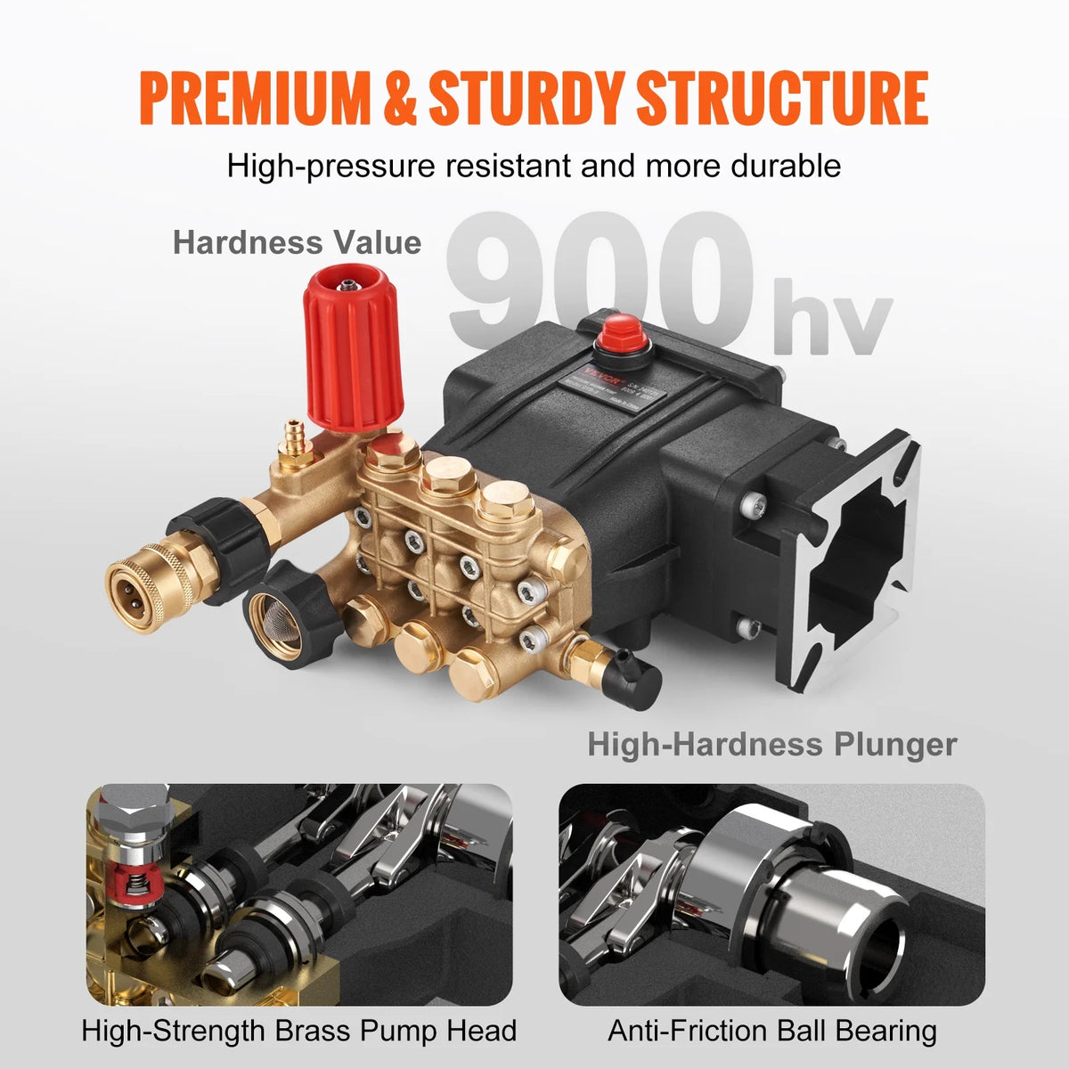 VEVOR Pressure Washer Pump, 3/4" Shaft Horizontal Triplex Plunger, 3700 PSI, 2.5 GPM, Replacement Power Washer Pumps Kit, Parts Washer Pump, Compatible with Simpson Morflex Models 40224, 40225, 40226