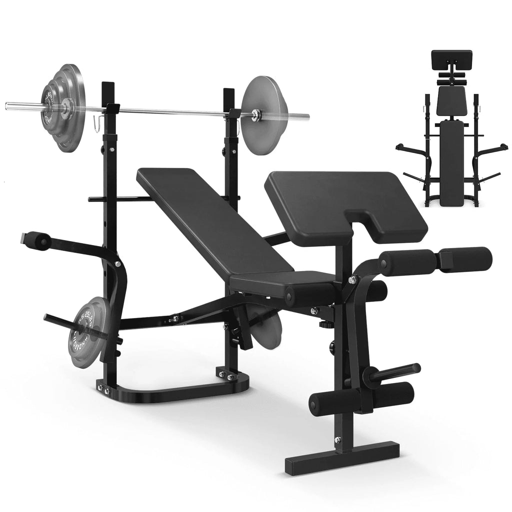 Mikolo Adjustable Weight Bench Set, 800 lb 6 in 1 Full Body Workout Weight Bench with Leg Extension, Multi - Function Strength Training Bench Press Set for Home Gym