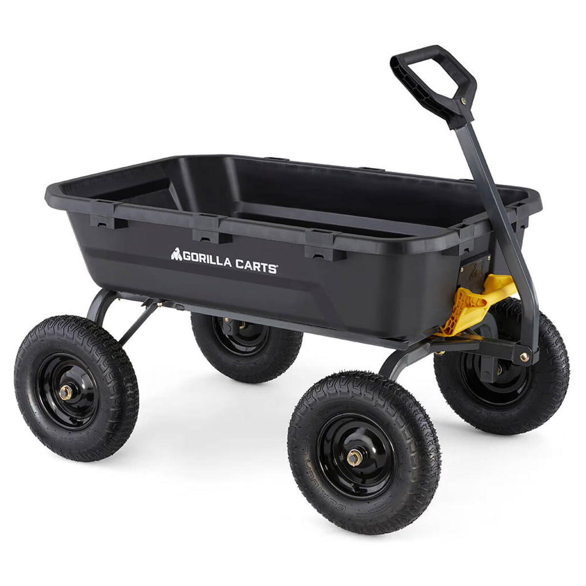 Gorilla Carts 12 cu ft Poly Yard Dump Cart with Quick - Release, 1600 lb Capacity, Black