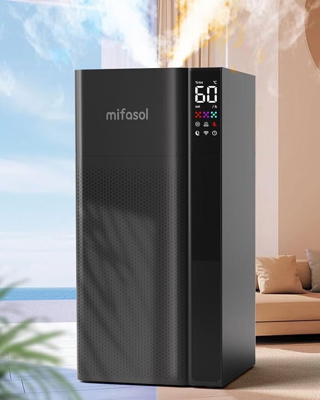 Warm and Cool Mist Humidifier Large Room, 5.3gal/20 L Whole House Humidifiers for Home, Top Fill, Black
