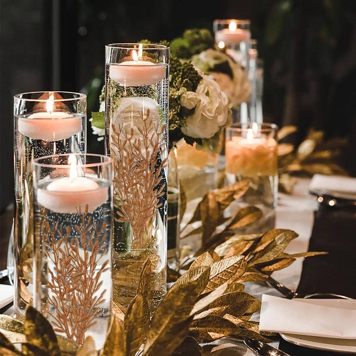 36pcs Faux Flowers for Floating Candles, Floating-Effect Flowers for Vase Filler, Cylinder Vase Fillers Centerpiece Table Decorations for Wedding,