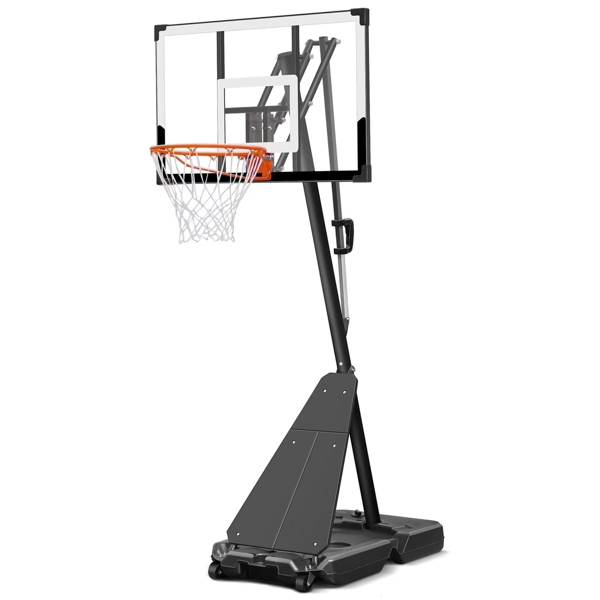 Seray Basketball Hoop with 4.8 - 10 Feet Height Adjustable for Kids/Adults, Portable Basketball Goal with 44 in Backboard and 2 Wheels for Outdoor/Indoor Sports