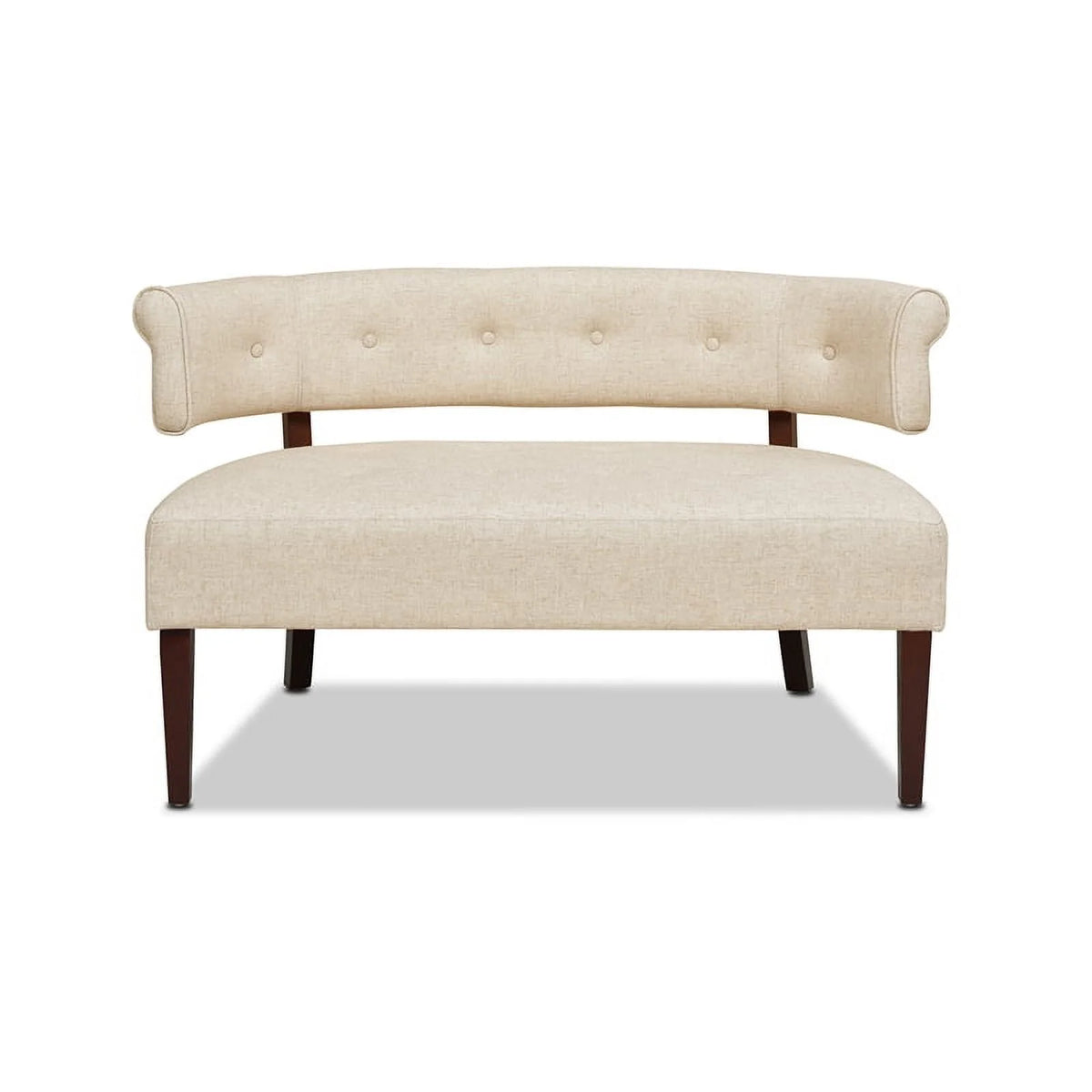 Jennifer Taylor Home Jared Roll Arm Tufted Polyester Fabric Bench, Sky Neutral Beige