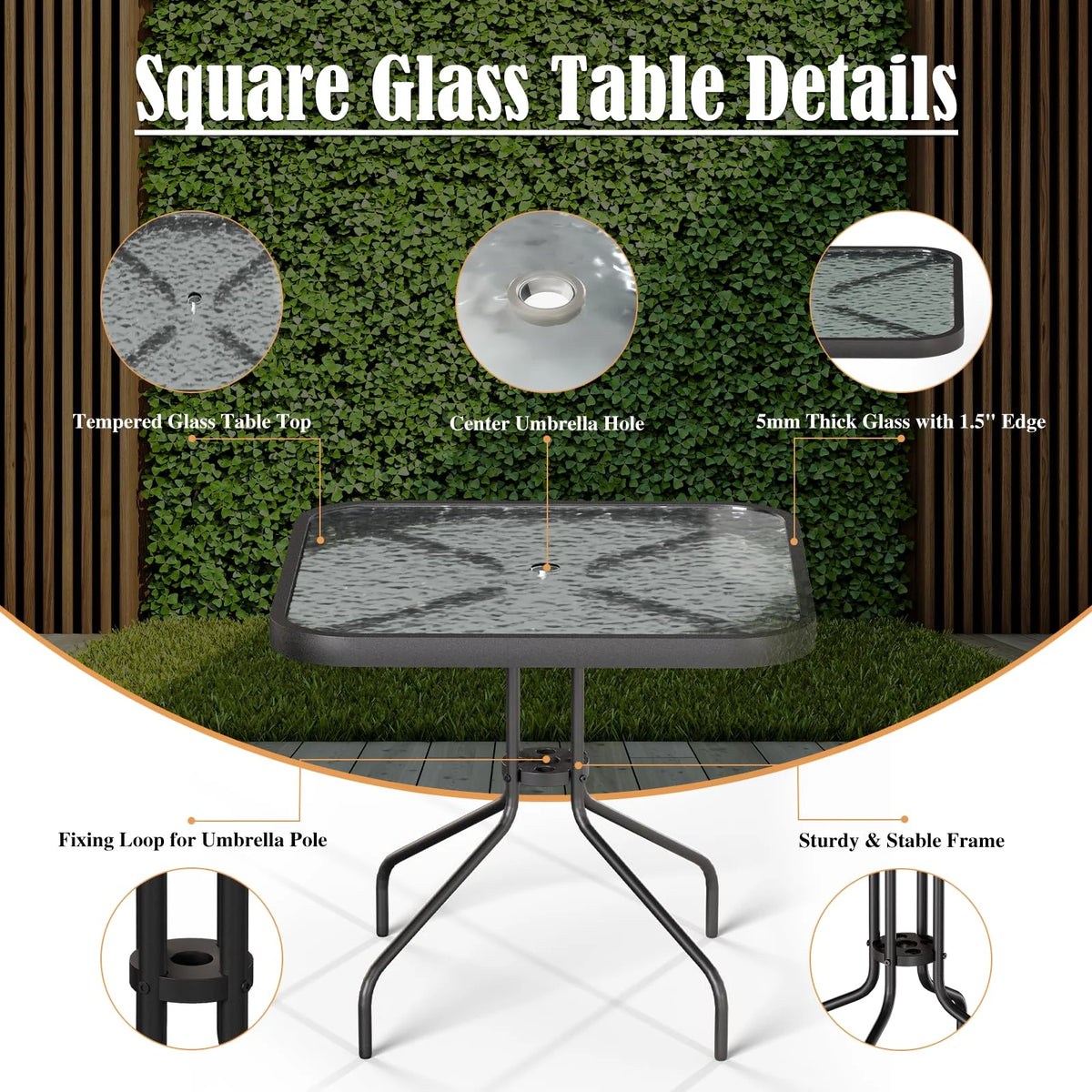 Amopatio Outdoor Dining Set of 5. Patio Table and Chairs Set