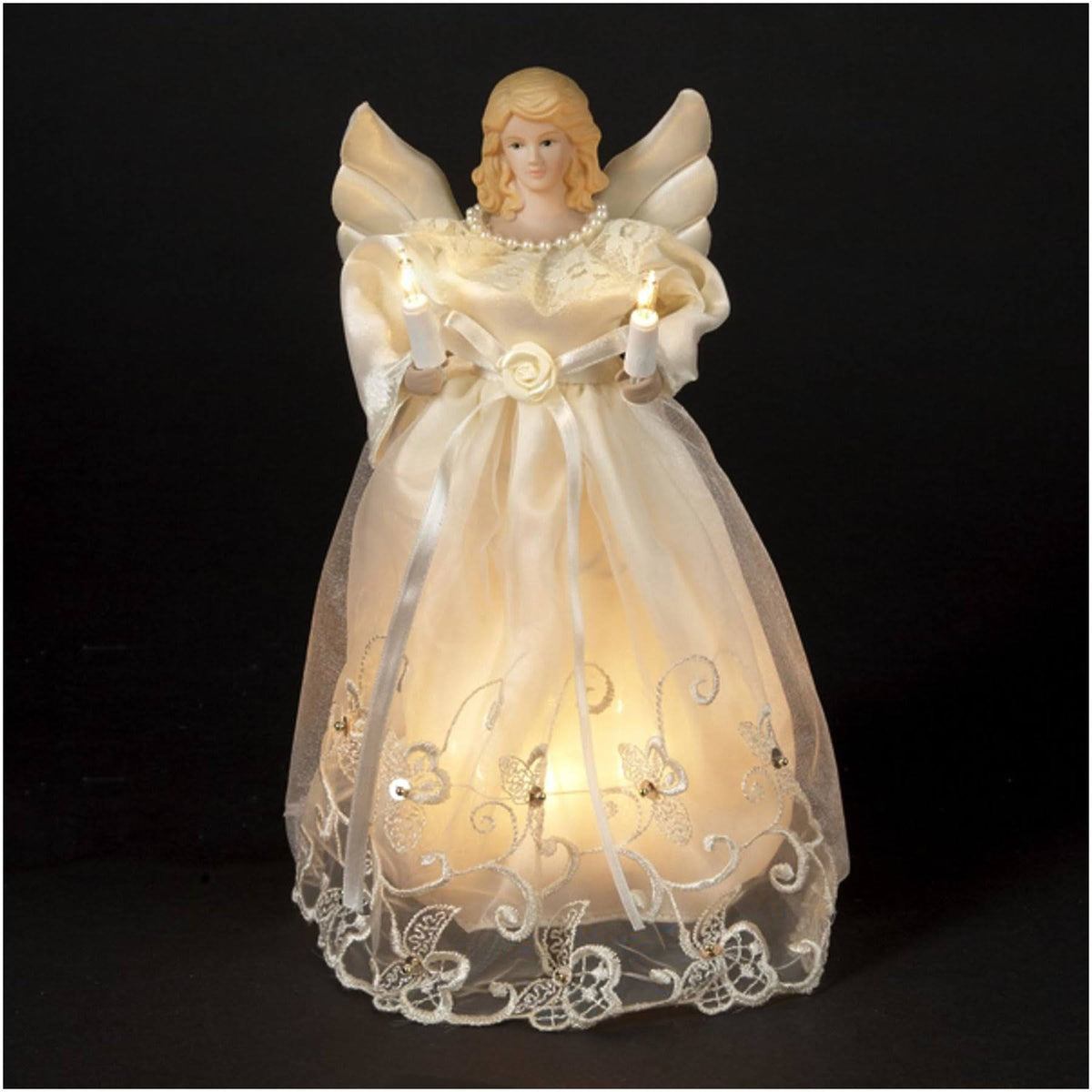 Ksa 10" Lighted Seasons of Elegnace Angel Christmas Tree Topper - Clear Lights