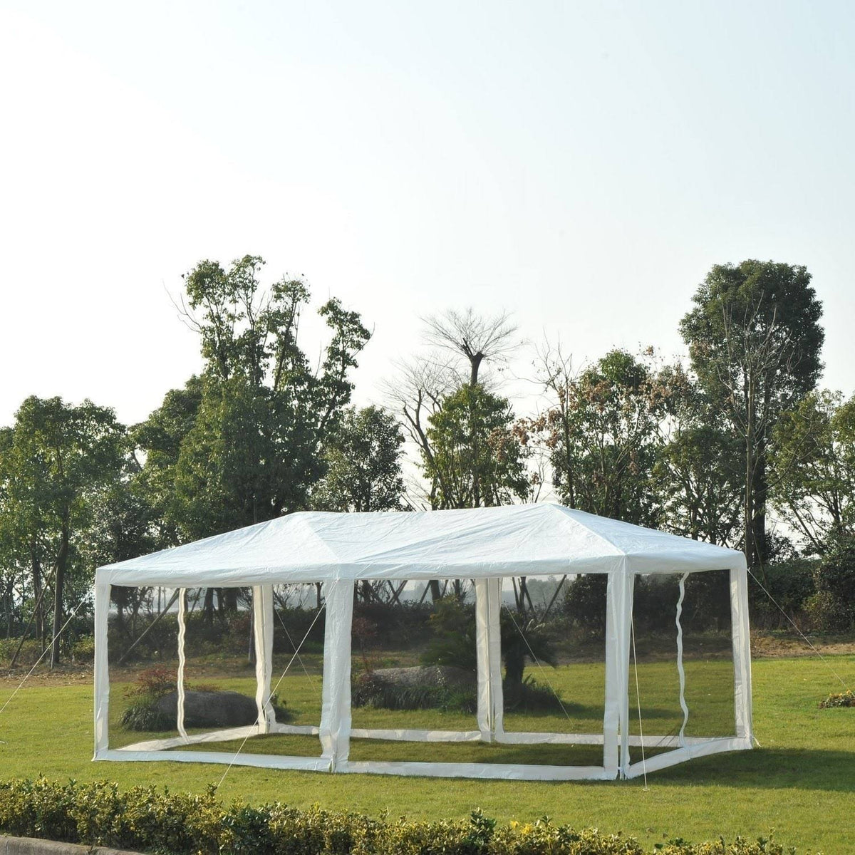 Outsunny 10' x 20' Gazebo Canopy Cover Tent with Removable Mesh Side Walls - Green