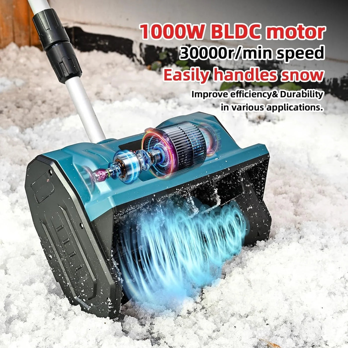 Cordless Snow Blower (21V) - 12in Width, 4in Depth, 4.0ah Battery with Capacity Display