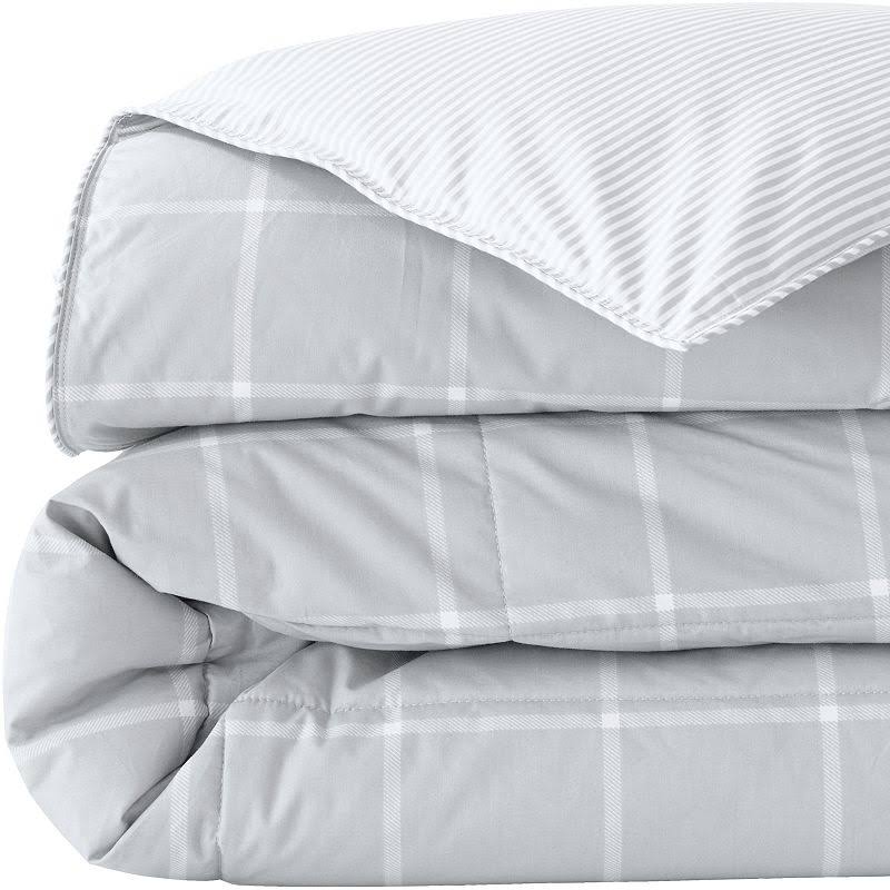 Lands' End Pureloft Printed Comforter or Sham, Dark Grey, King