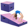 Costway Gymnastics Tumbling Mat Folding Incline Yoga Mat with Non - Slip PVC Leather Pink