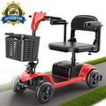 Iscooter 4 Wheel Mobility Scooter for Seniors, Wider Seats & Foldale Electric Wheelchair Device for Travel, Upgraded for Superior Performance, Red