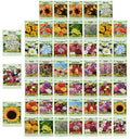 Set of 50 Assorted Flower Seed Packets! Flower Seeds in Bulk - 20+ Varieties Ava