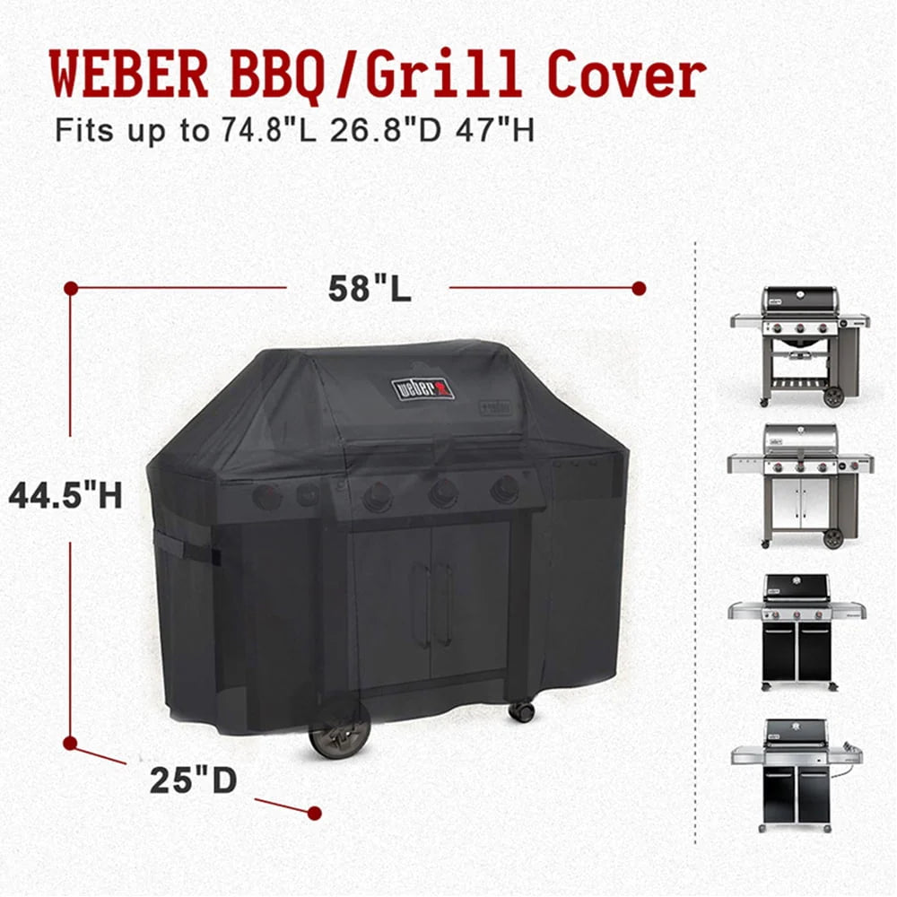 Weber Genesis II 300 Series Grill Cover, Heavy Duty and Waterproof, Fits Grill Widths up to 58 in